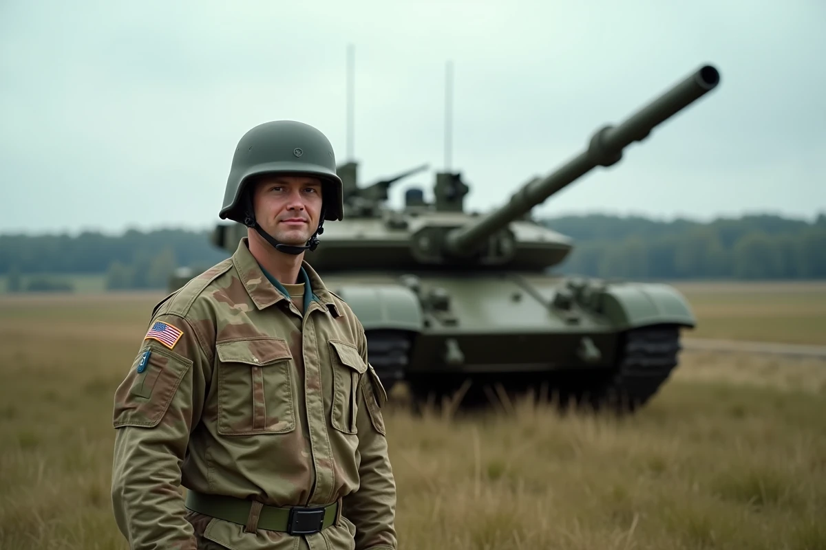 Commandant de char britannique près d'un Challenger 2 en campagne