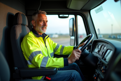 Conducteur de camion en cabine moderne et confortable