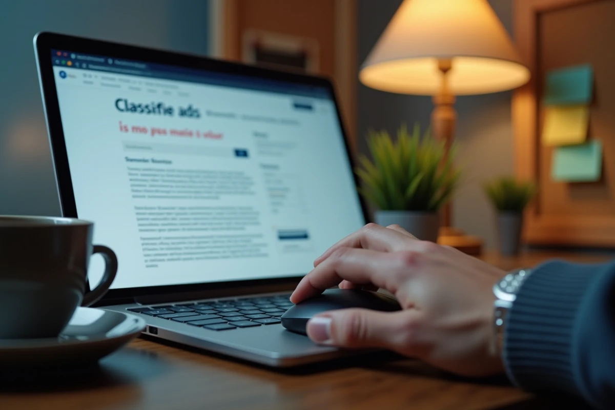 Gros plan sur un &eacute;cran d'ordinateur affichant les petites lignes des CGV d'une annonce payante Leboncoin