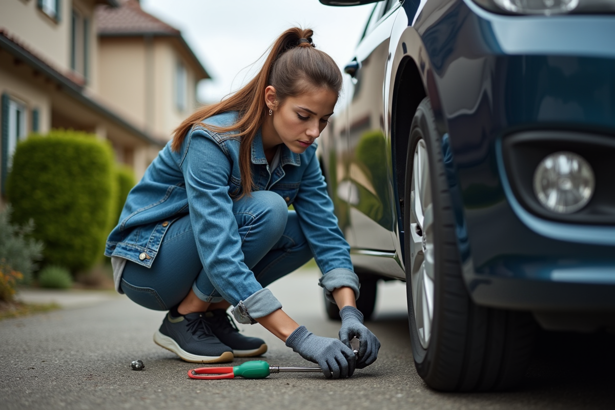 Jeune femme changeant l