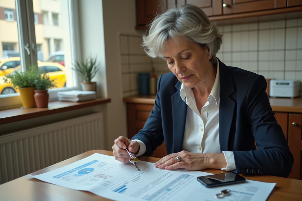 Femme vérifiant ses gains de taxi à la maison