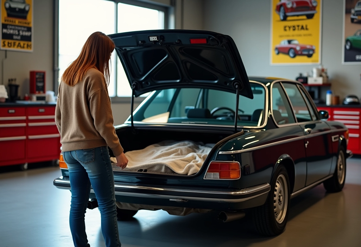Jeune femme plaçant pièces rares dans le coffre d