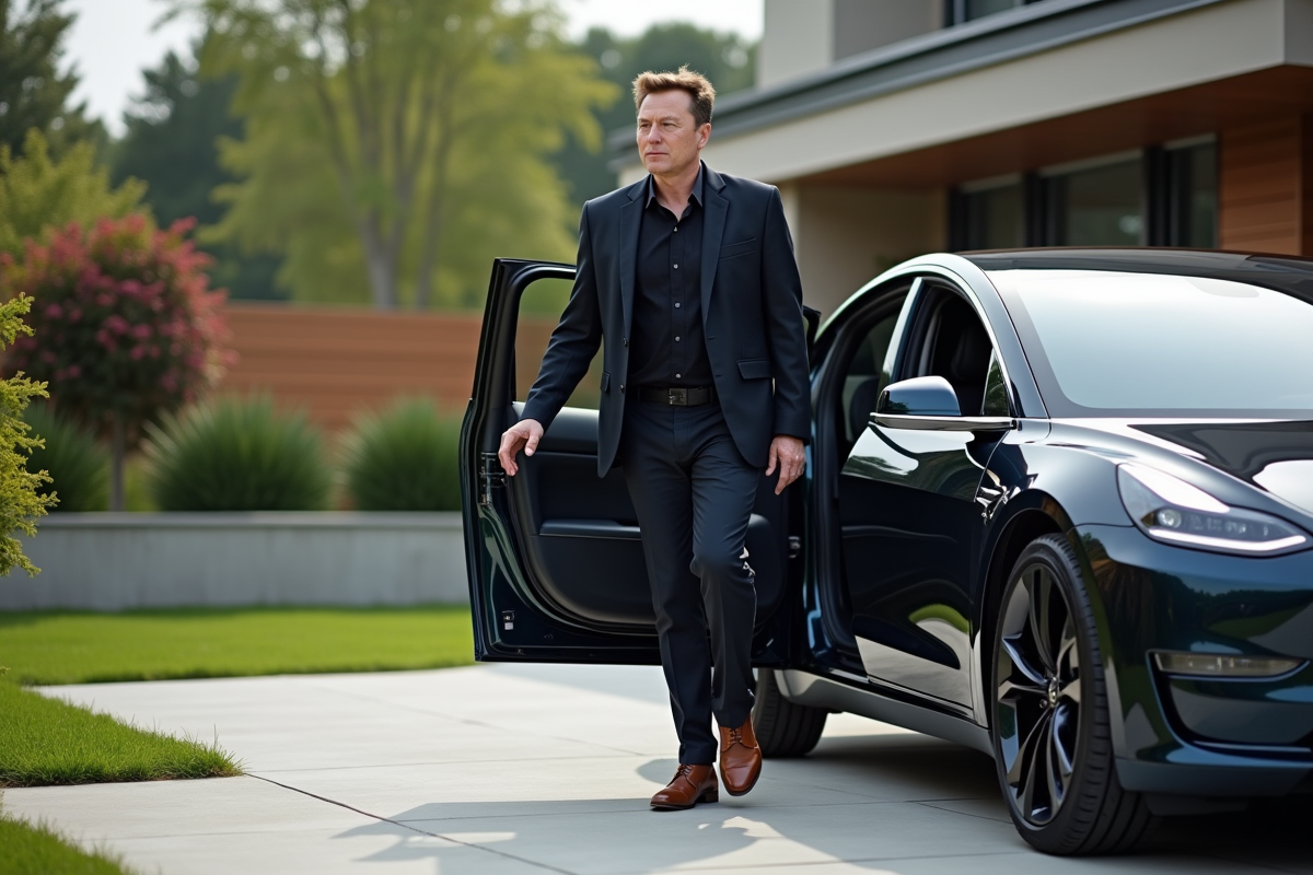 Homme ressemblant à Elon Musk sortant d