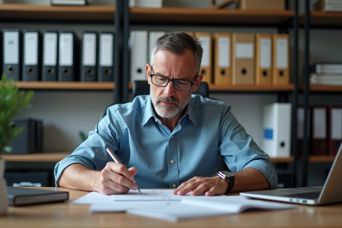 Homme d affaires concentré à son bureau automobile