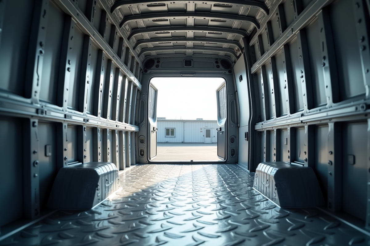 Intérieur spacieux d une fourgonnette cargo vide