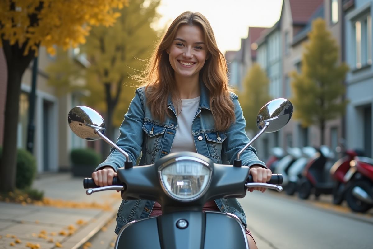 Jeune femme souriante vérifiant le tableau de bord d