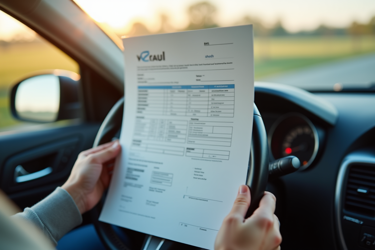 Mains tenant une carte d immatriculation dans la voiture