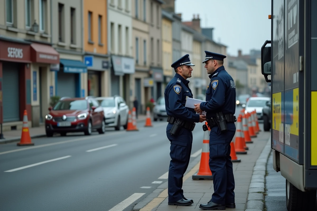Agent de police gérant une déviation de circulation après un accident impliquant un piéton à Chambéry