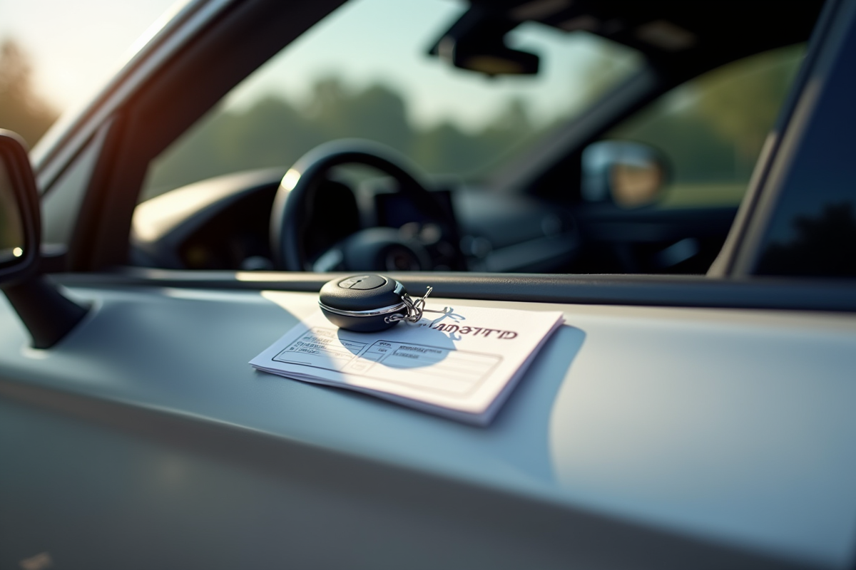 Voiture silver avec clé et document d